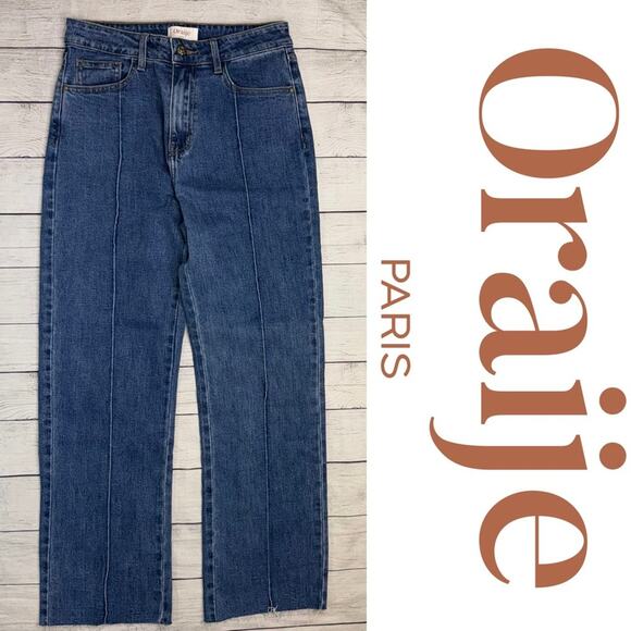 Oraije Paris Sandra Straight-Leg Ankle Jeans Medium Wash Size EU 38 = US 28 - Picture 1 of 13